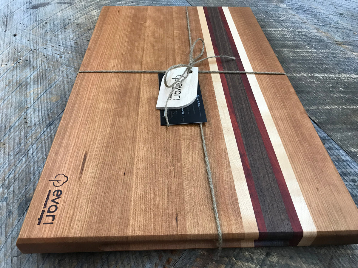 Sushi Board - Maple, Bloodwood & Padauk – Evari Woodwork Designs