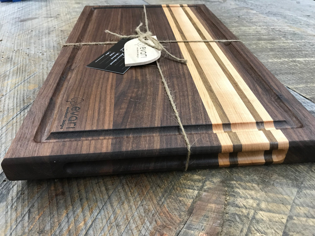 Round Black Walnut & Maple Wood Chopping Board