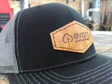 Load image into Gallery viewer, Leather Patch Trucker Style Hat - Black &amp; Grey