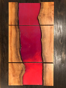 Quilted Sycamore & Metallic Epoxy Wall Art - Pink