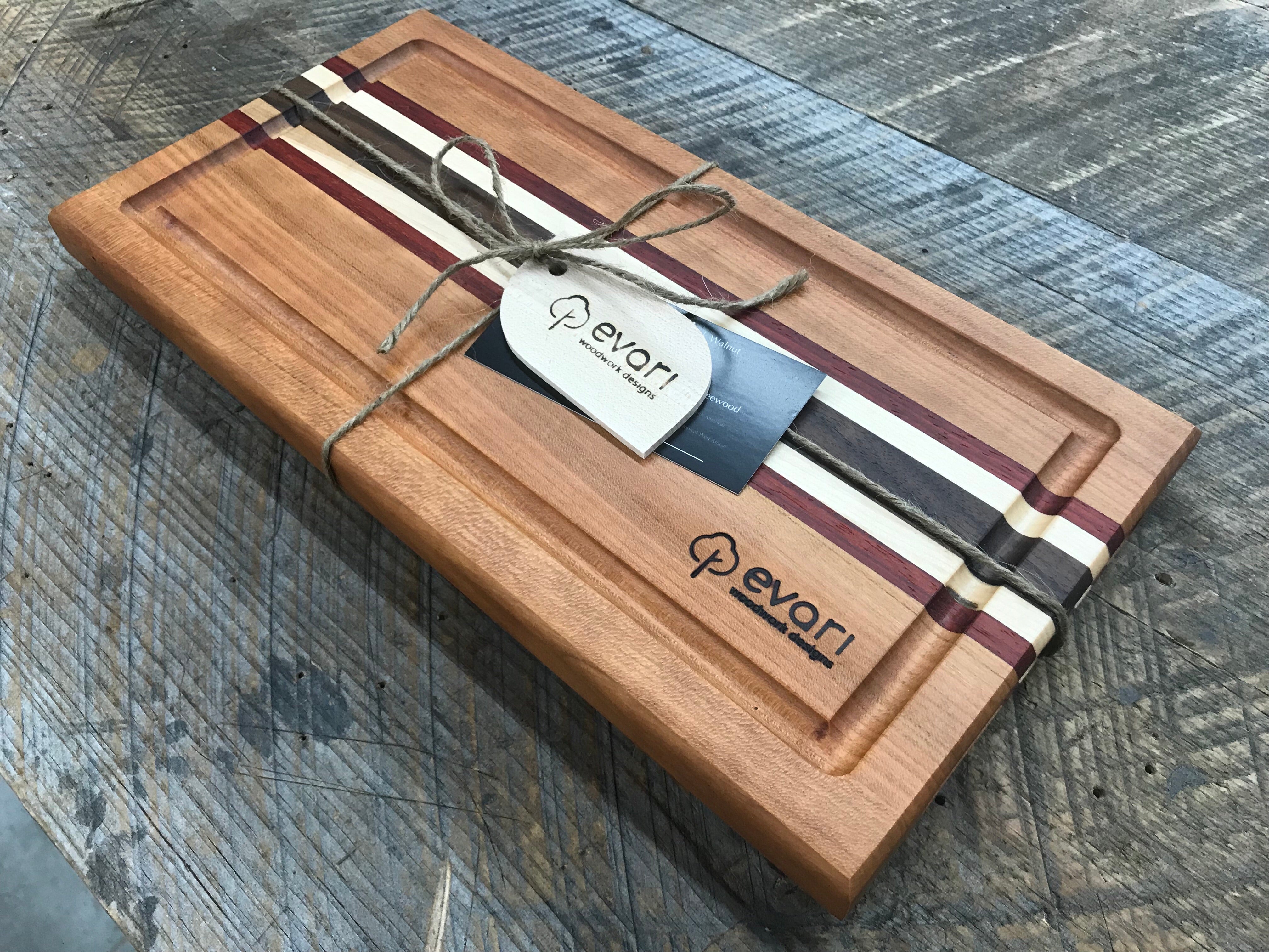 Sushi Board - Cherry, Maple & Padauk – Evari Woodwork Designs