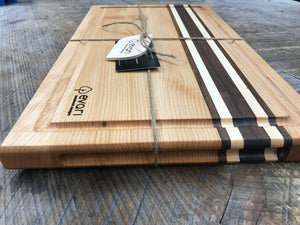 Cutting Board  - Maple, Black Walnut & Bolivian Coffeewood (Large)